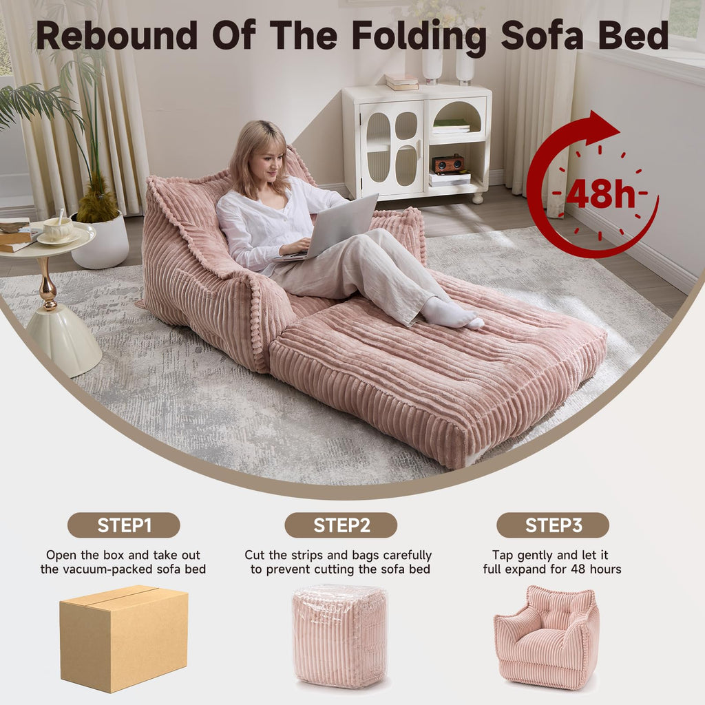 2 in 1 Folding Sofa Bed Pink I7946