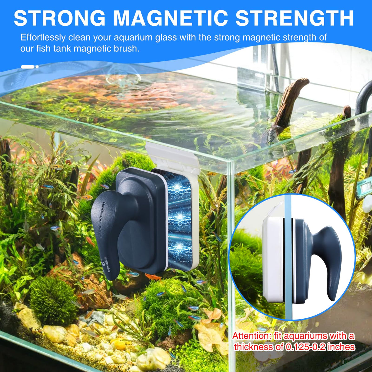 Magnetic Glass Cleaner Brush with 2 Detachable Scrapers U553930