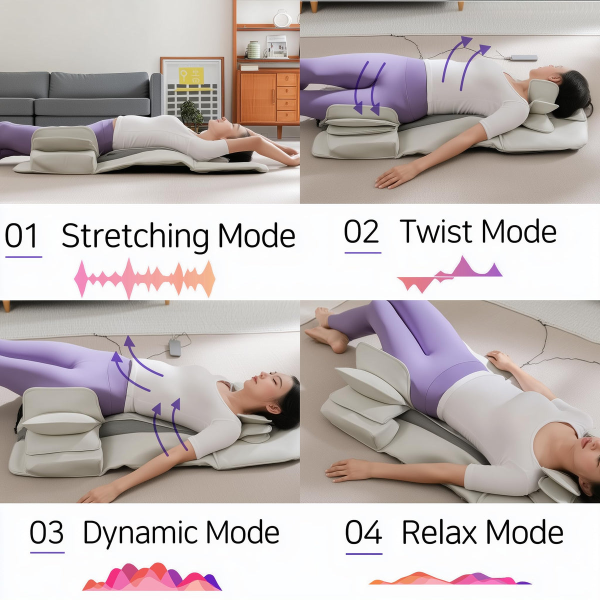 Full Body Stretching Massage Mat, 26 Air Cells, 7 Modes B403969