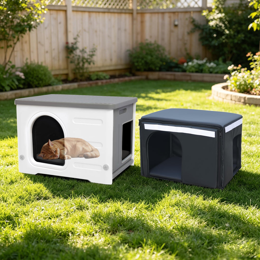 Insulated Outdoor Cat House with Liner J8217