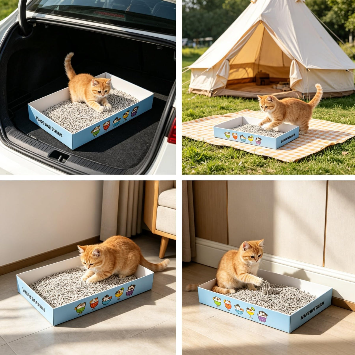 32 Pack Disposable Cat Litter Box with 6 Scoops S175696