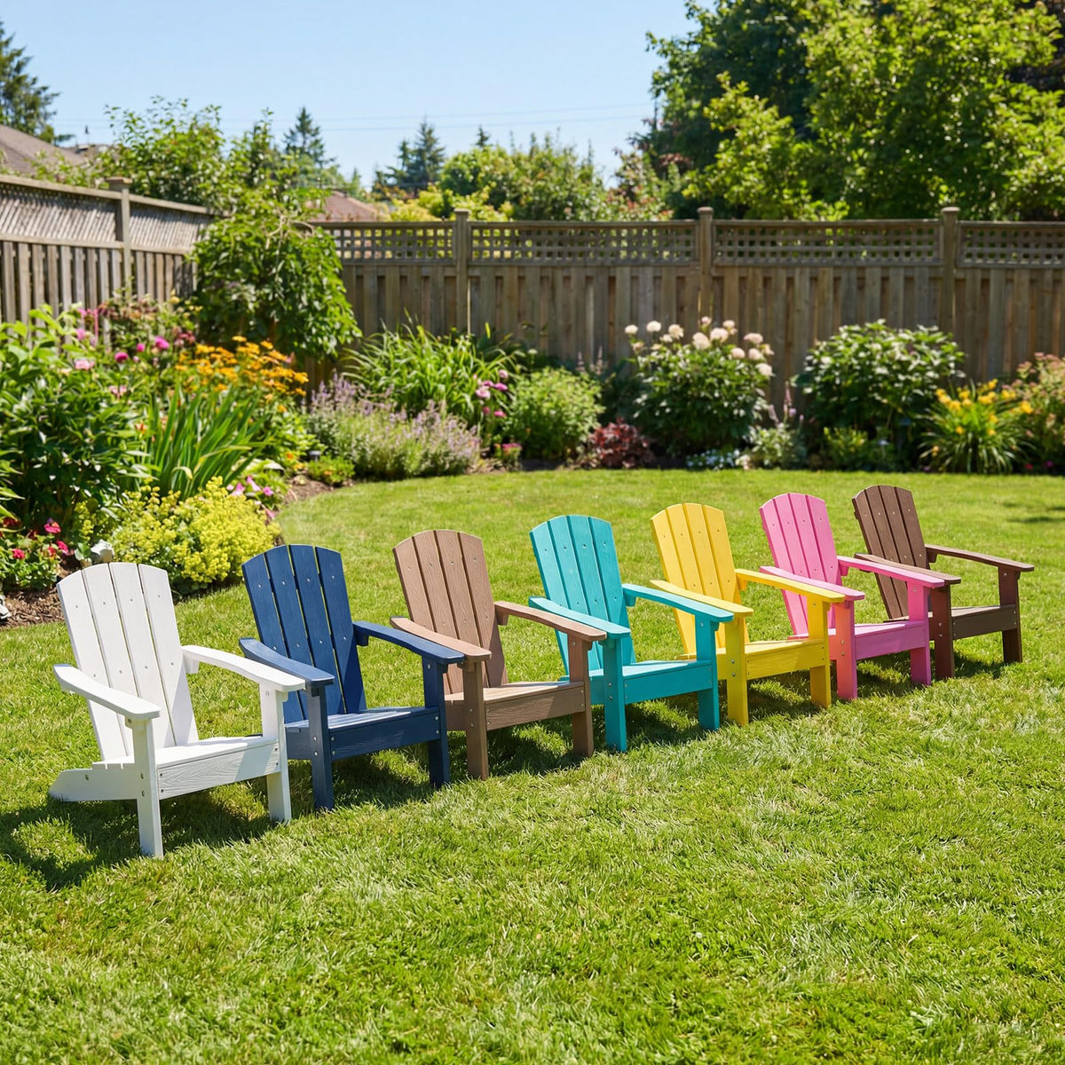 Kids Adirondack Chair, Plastic Toddler Lawn Chair, All-Weather Outdoor Chairs, Turquoise H597946