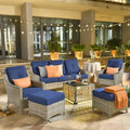 6 Piece Outdoor Patio Furniture with 3 Seat Sofa and Ottoman B56555