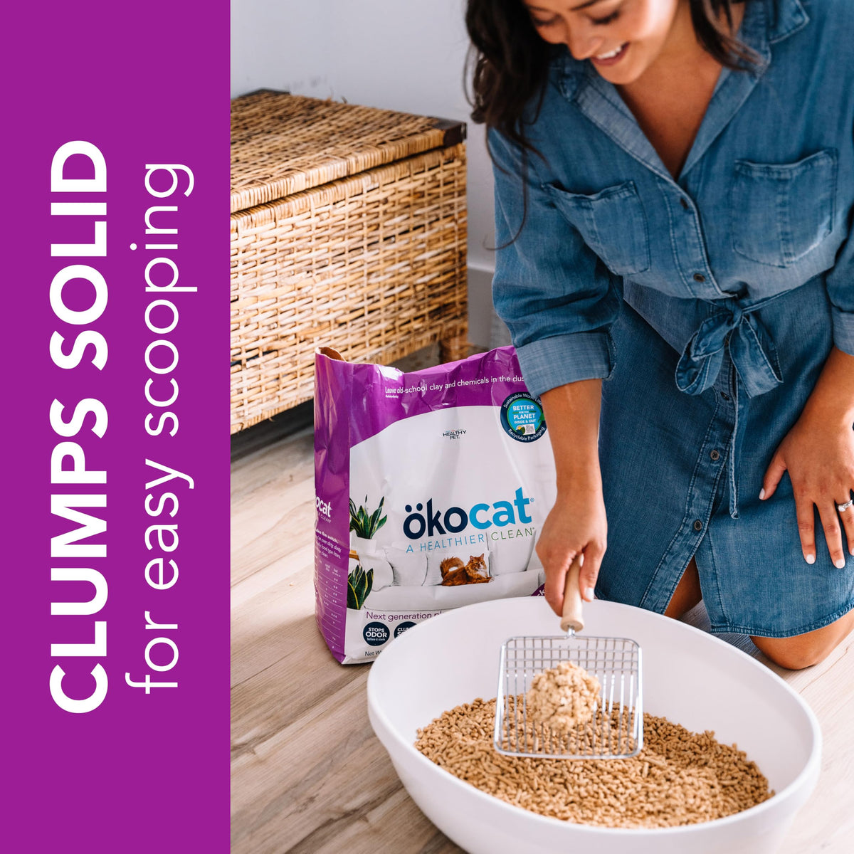 Low Tracking Natural Wood Clumping Cat Litter 21.5 Lbs B48577