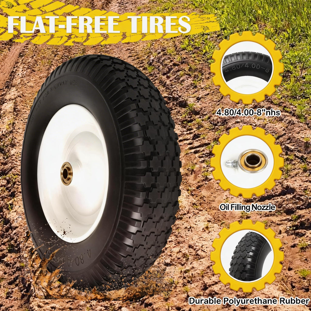 Flat Free Wheelbarrow Tire and Wheel 2 Pack N7357