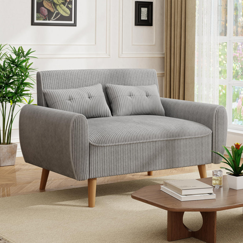 Light Grey 2 Seat Loveseat Sofa with Tapered Legs Q19600