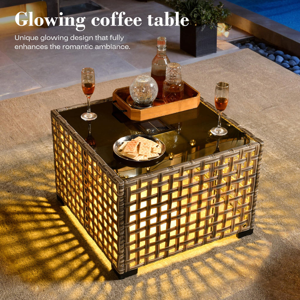 6 Piece Outdoor Patio Furniture with 3 Seat Sofa and Ottoman B56555
