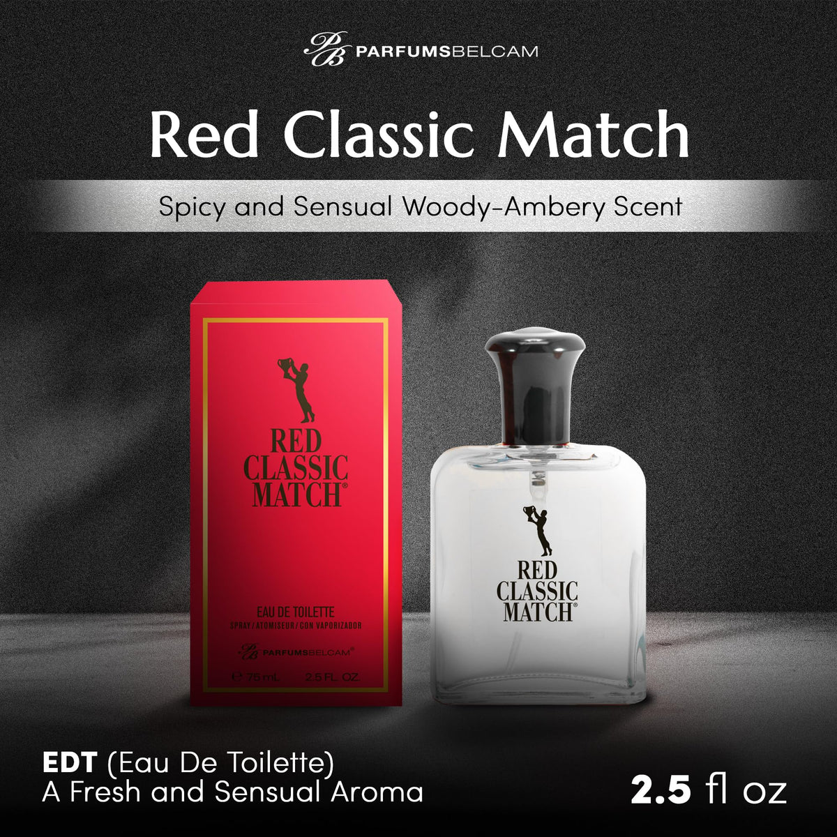 Eau de Toilette Spicy Woody Amber Fragrance 2.54 Fl Oz E287