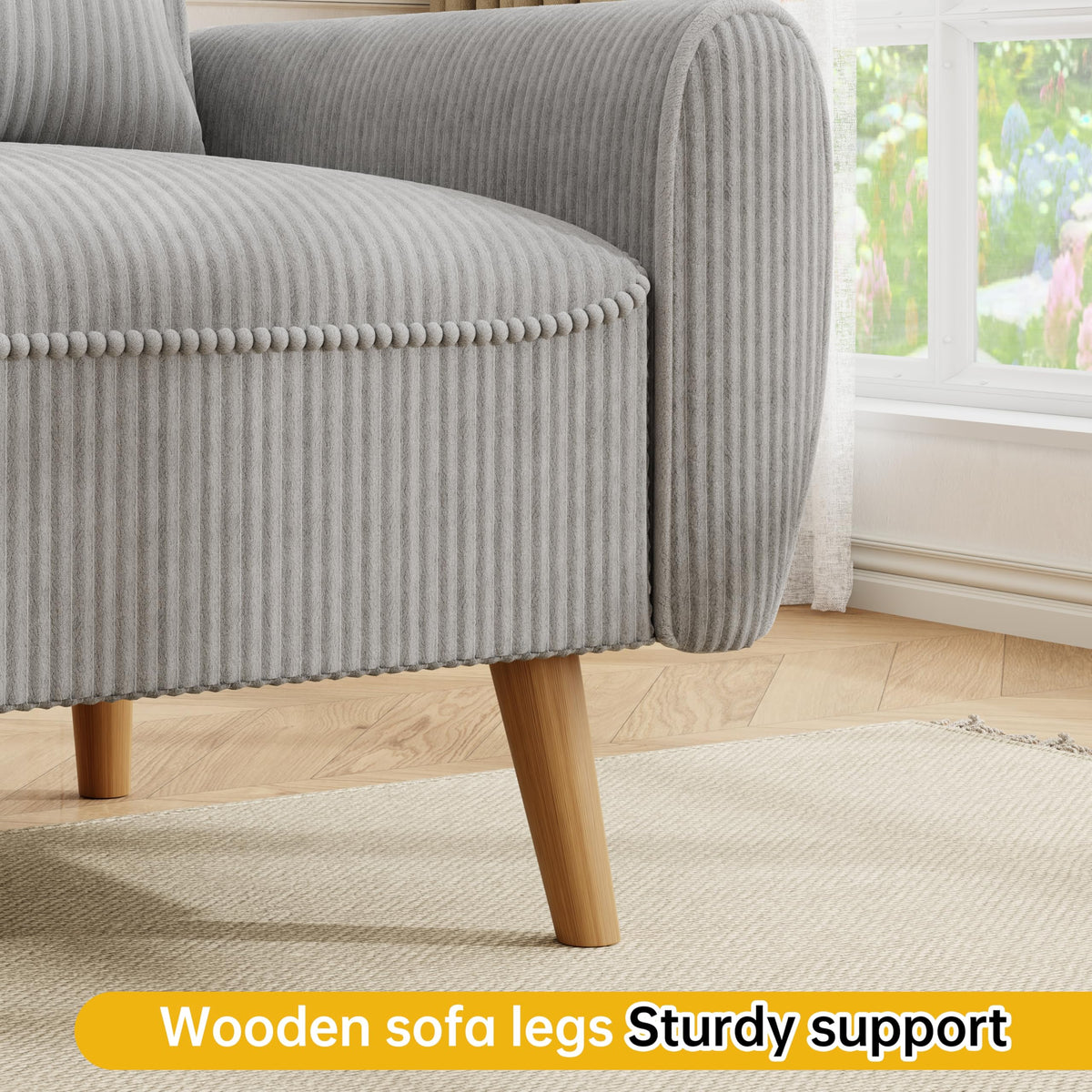 Light Grey 2 Seat Loveseat Sofa with Tapered Legs Q19600