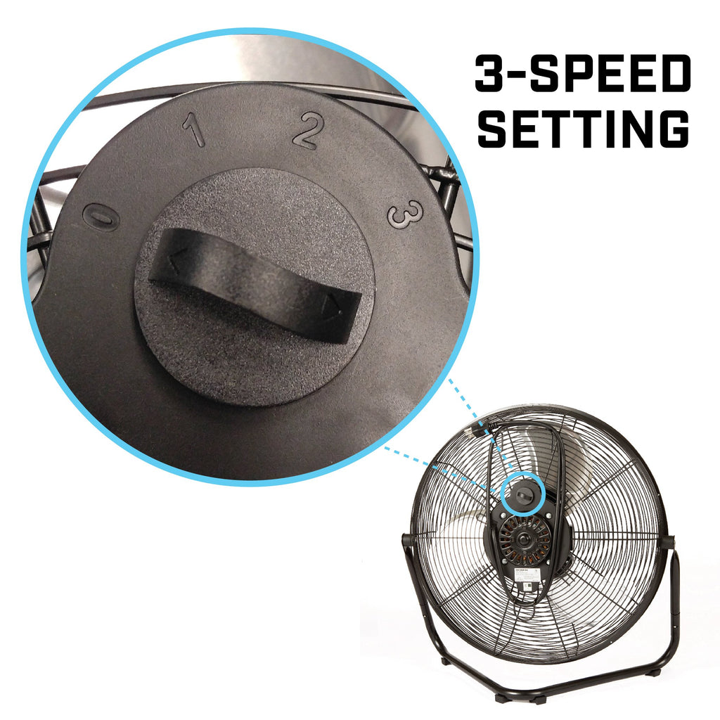 20" High Velocity Electric Floor Fan with 3-Speeds U8211