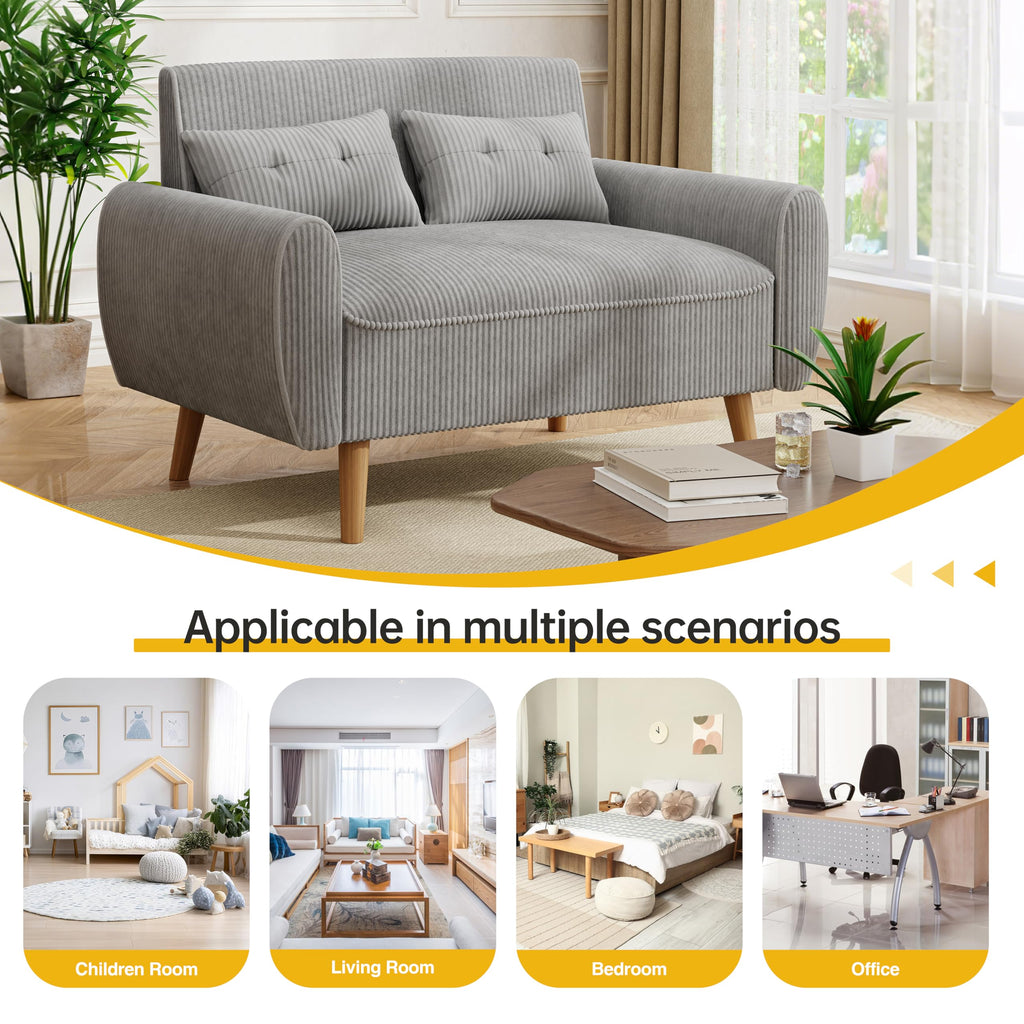 Light Grey 2 Seat Loveseat Sofa with Tapered Legs Q19600
